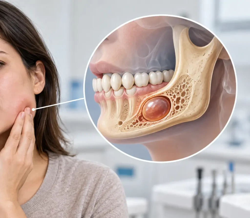 Síntomas de quiste en la mandíbula con dolor e inflamación facial – Dra. Carolina Gil, cirujana oral y maxilofacial en Bogotá, Colombia